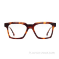 Vintage Design Biseau Cadre Acétate Lunes Optical